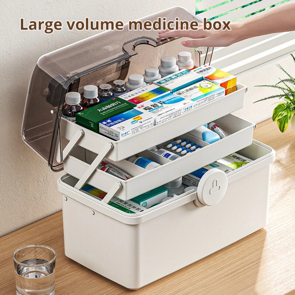 

1pc White Large Capacity Medicine Box For Home Medicine Storage Multi Layer Classification Home Medicine Box
