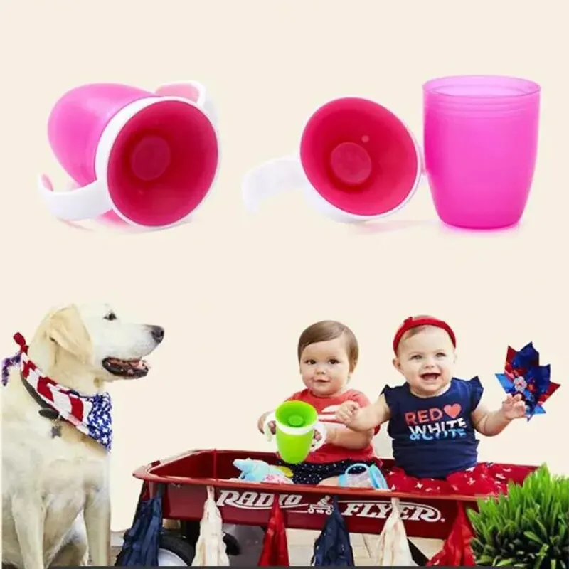 Leakproof 360° Rotating Baby Drinking Cup with Double Handles and Flip Lid