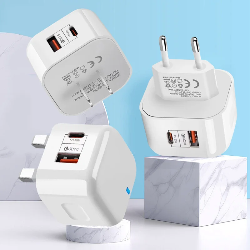 Dual Port 20W USB-C PD Fast Charging Power Adapter