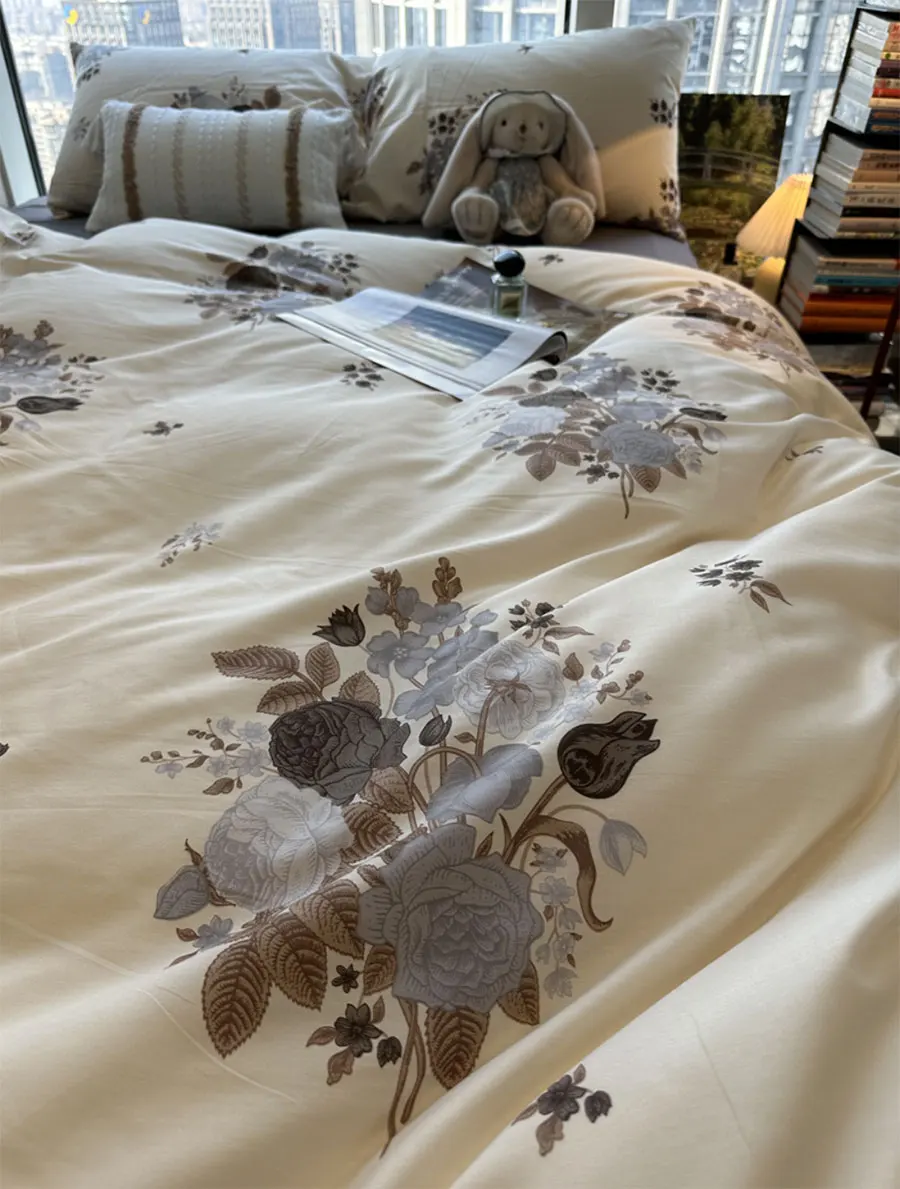 

Elegant vintage european american flower bedding set,twin full queen king cotton home textile bed sheet pillow case quilt cover