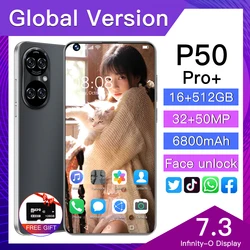 P50Pro+ Smartphone 5G Mobilephone Global Version 7.3 Inch 16G+512G Celular 6800mAh 32+50MP Android11 Unlocked Android Cell Phone