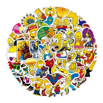 50 Pezzi Adesivi dei Simpson, Sticker Cartoon per Graffiti, Fai-da-Te, Skateboard, Laptop, Bagagli, Moto, Bici, Adesivi in PVC Impermeabili