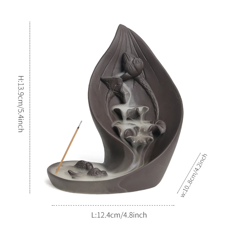 مبخرة طينية أرجوانية إبداعية ، ورقة اللوتس ونمط ال...