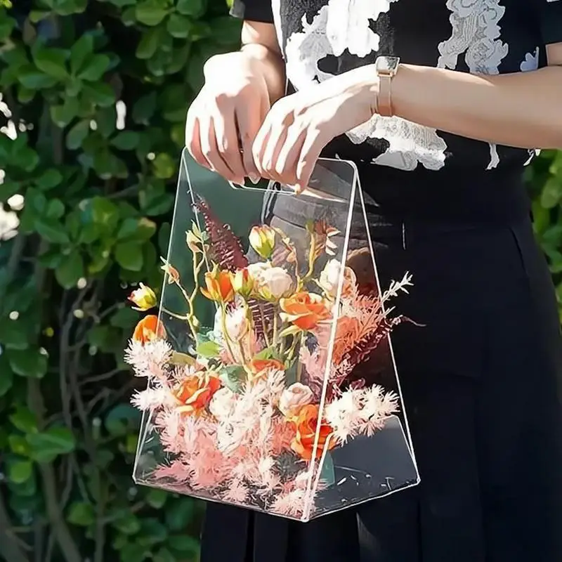 Handbags Vase Handheld Vase Acrylic Flower Basket High-End Transparent Floral Arrangement Clear Modern Decorative Vase For 4