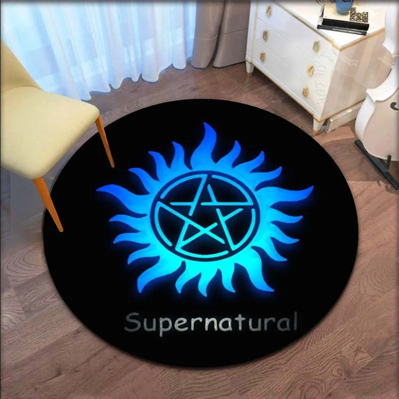Supernatural Pentagram symbol Carpet Circular Living Room floor mat Flannel non-slip Home decor
