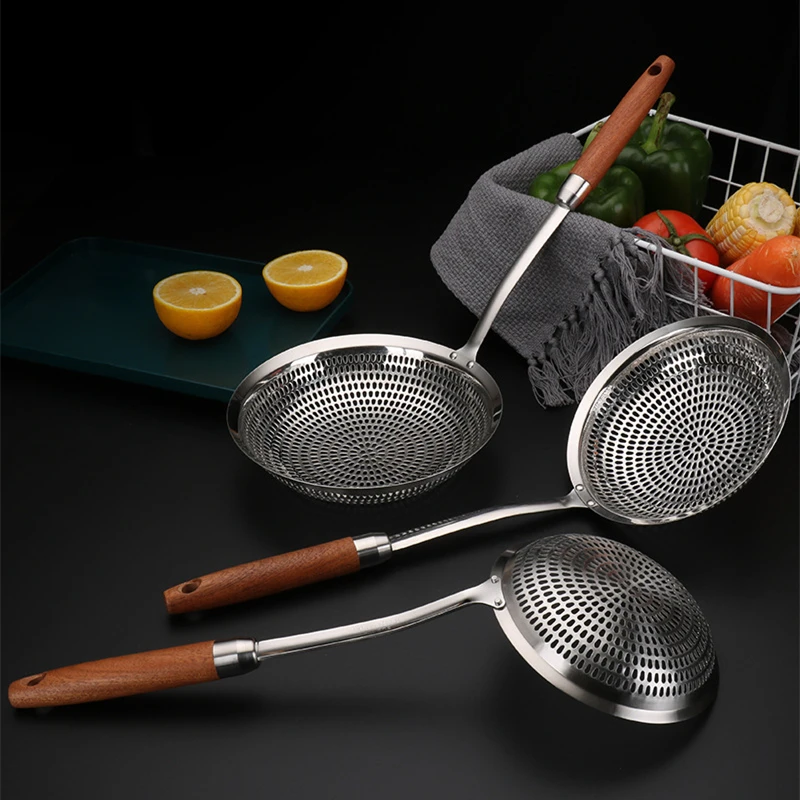 Description Picture 5 of item304 Stainless Steel Large Colander Skimmer Food Cooking Filter Pasta Tools Kitchen Strainer Flour Sieve Kitchenware Accessories