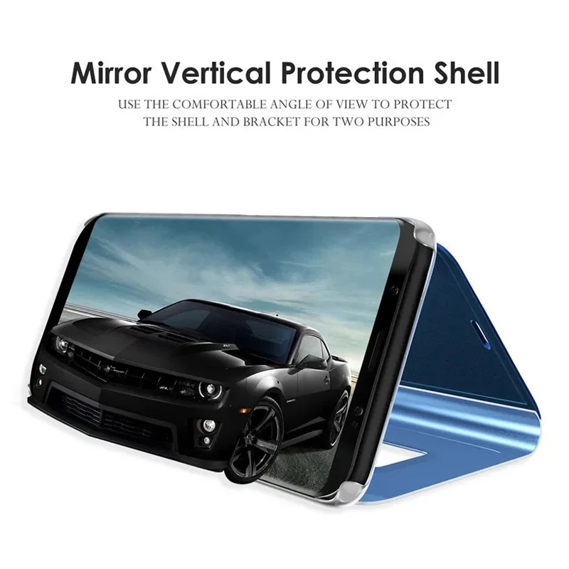 Elegant Smart Clear View Mirror Flip Case - Premium PU Cover