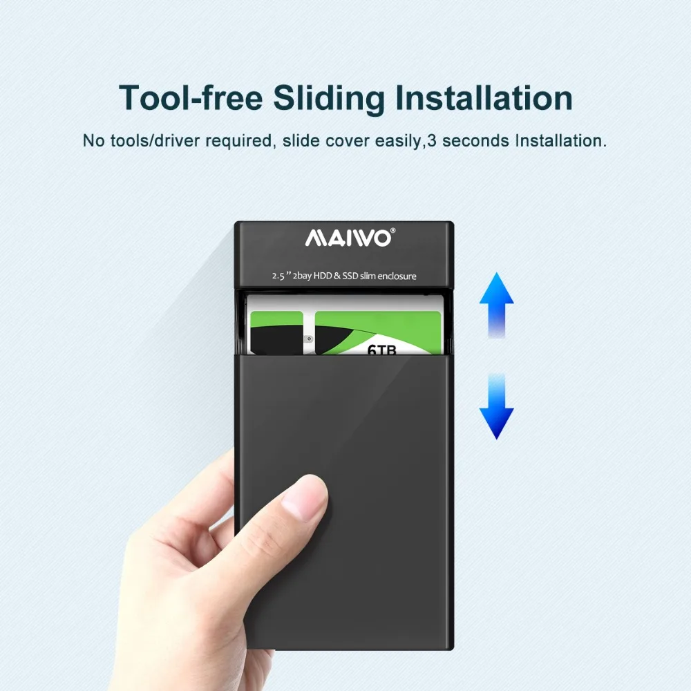 Maiwo-gabinete de Disco Rígido Externo para Disco Case Ssd Sata para Usb 3.0 Adaptador hd Hdd com Modos Raid Caixa do pc 2.5 - Imagem 2