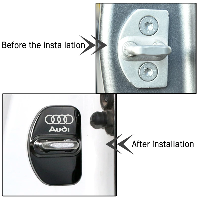 Car accessories 4 PCS Car Door Lock Cover for Audi A3 A4 A5 A6 A7 Q2 Q3 Q5 Q8 TT S3 S4 S5 S6 Stainless Steel Protective Cases