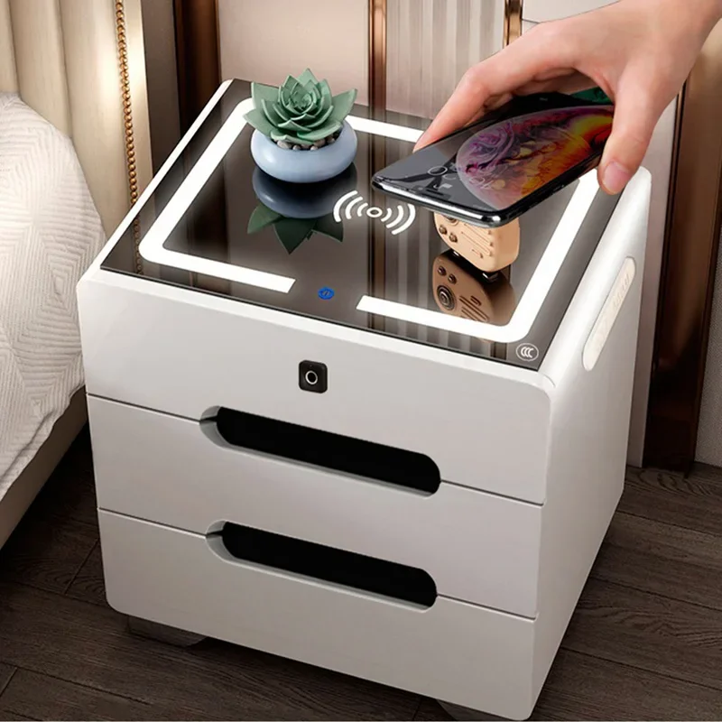 

Wireless Charging Bedside Table Smart Cabinet Multifunctional Nightstands Bedside Table Shelf Mesitas De Noche Modern Furniture