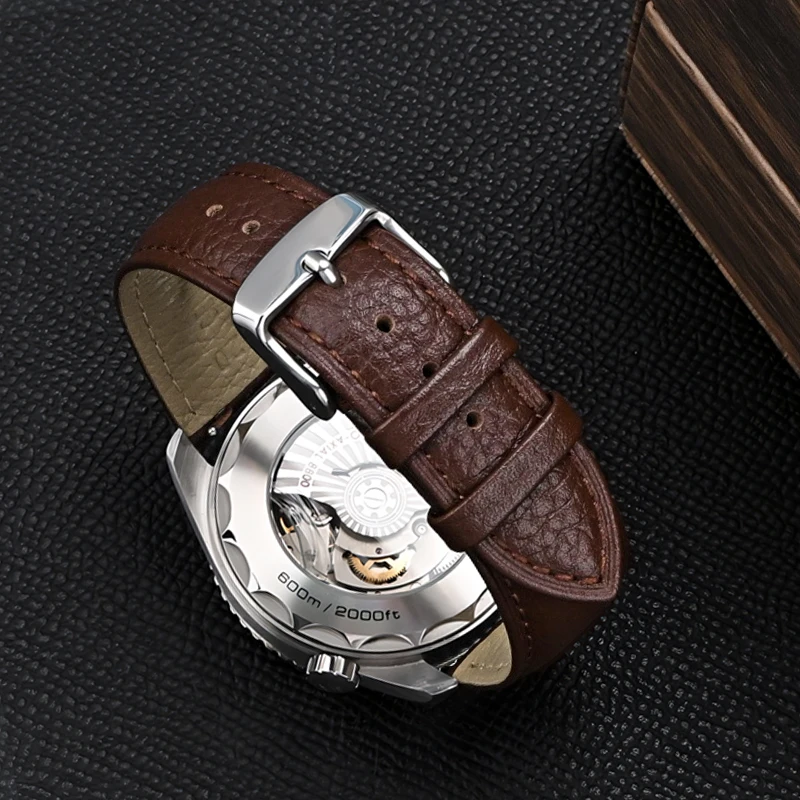 Elegant Universal Brown Genuine Leather Watch Band - Adjustable Cowhide Strap