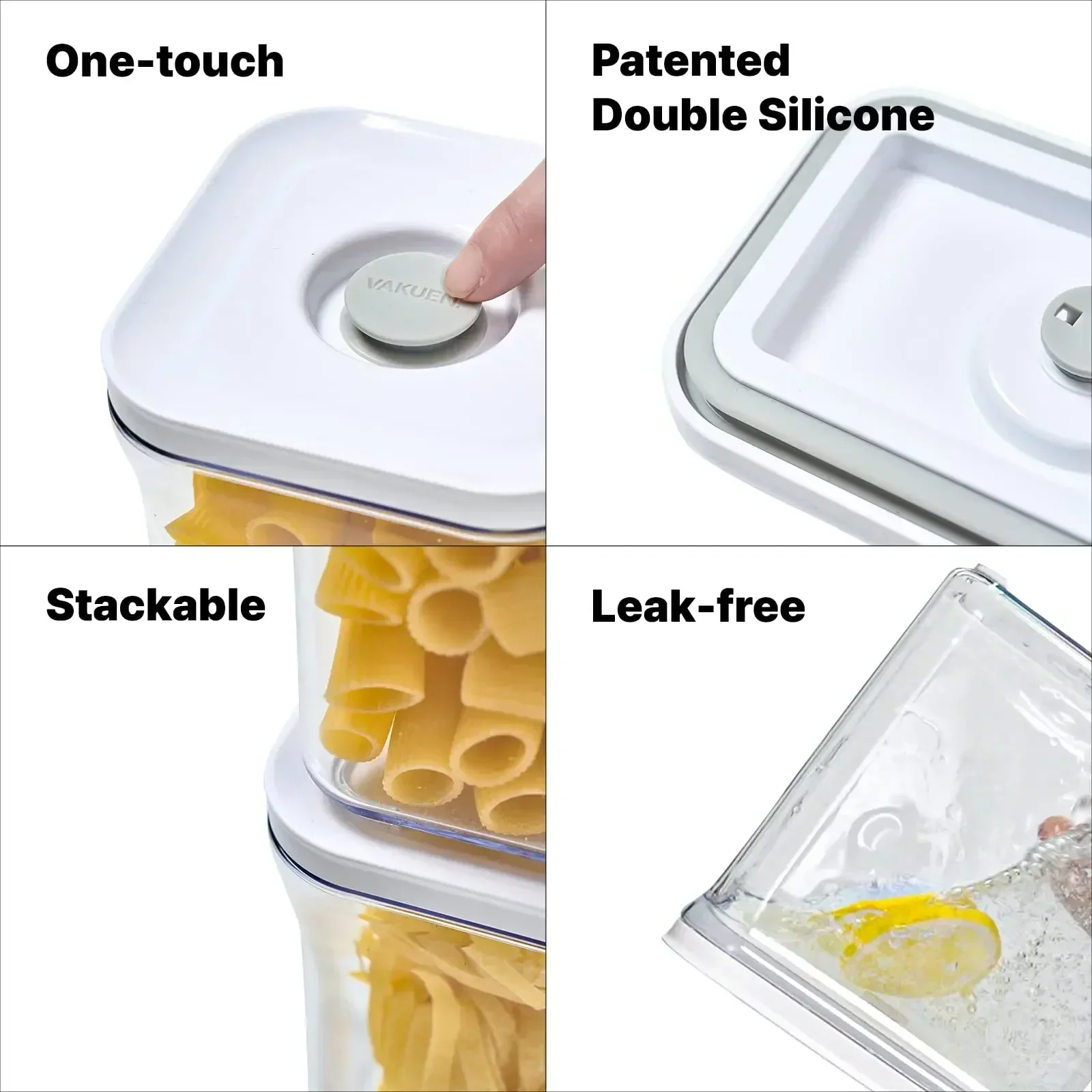 Premium Airtight Food Storage Containers Mega 8P/Set. 7pcs Container and Vacuum Sealer. Smart One-Click Seal Lid, Patented Doubl
