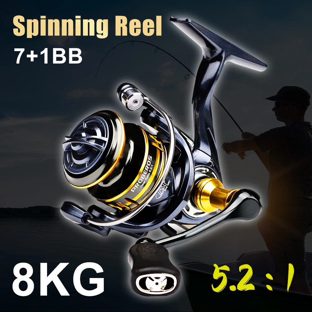 

PR800 Super Light Fishing Reel Metal Spinning Reel with Aluminum Spool 8KG Max. Drag 7+1BB 5.2:1 Gear Ratio for Carp Freshwater