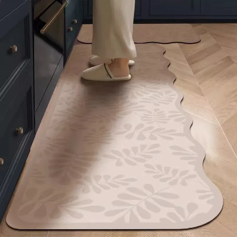 Irregular PVC Kitchen Floor Mat Luxury High-grade Oil-proof Waterproof, Bathroom Carpets Non-slip Wear-resistant Balcony Rugs 러그
