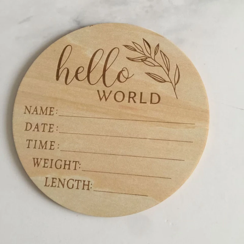 

10 шт., детский деревянный диск 12 см с надписью «Hello world»