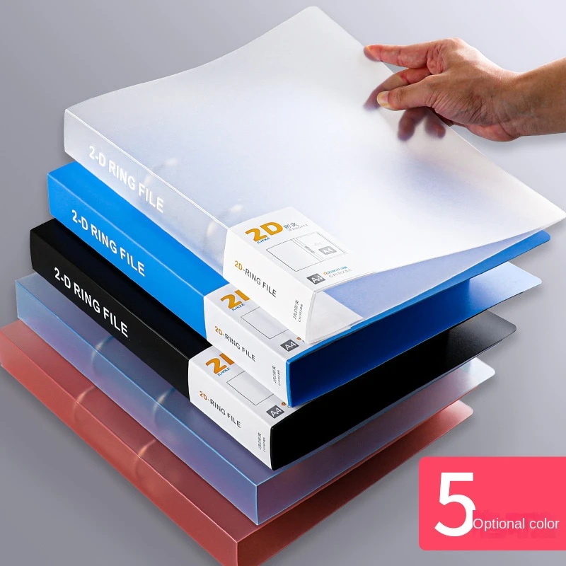 A4 Transparent File Folder Display Book 2 Hole Binder Folders Pink Blue Black Waterproof Document Organizer Ring Binder