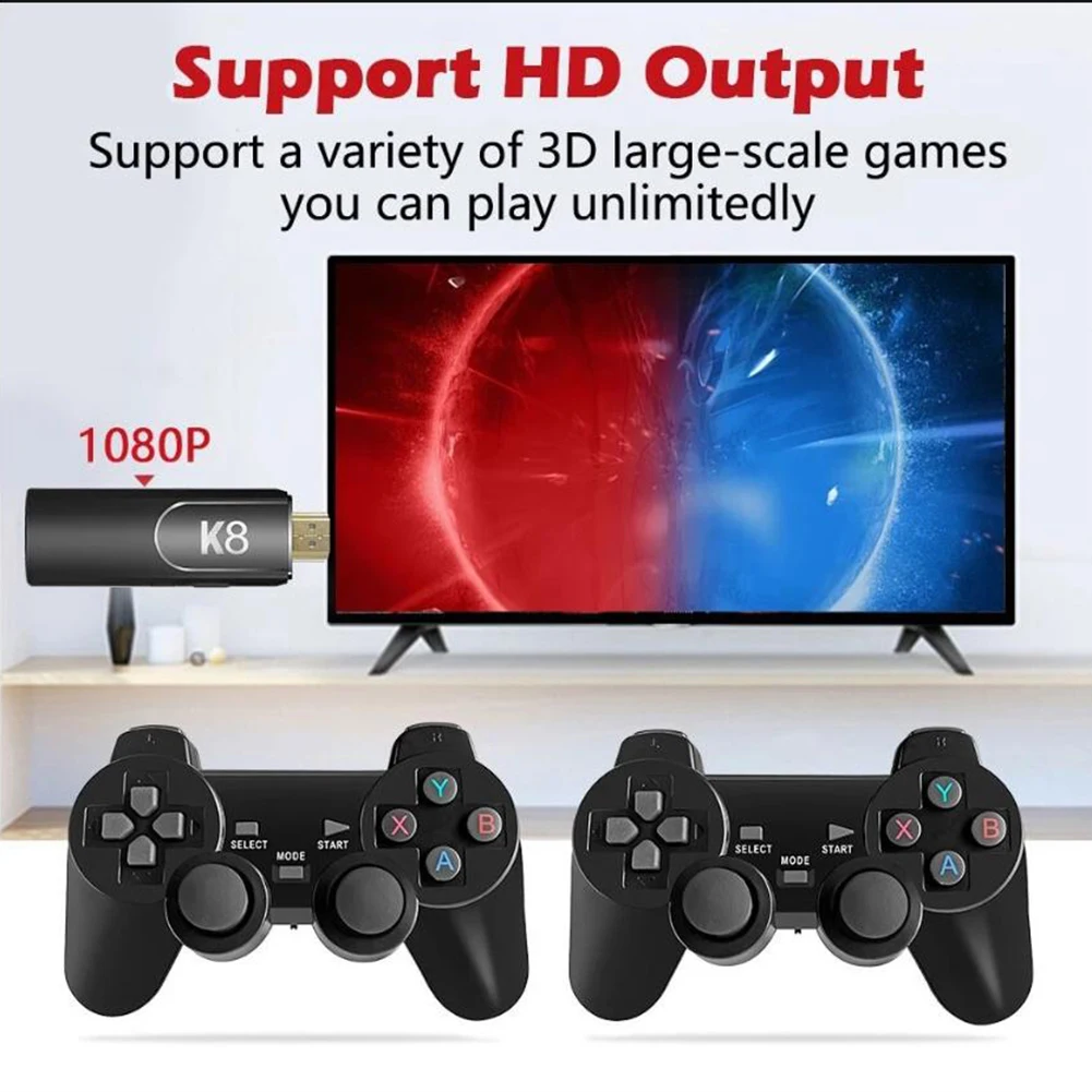 M8 4K Retro Game Console 58000+ Games 256G TV Stick Handheld Game Console 50 Emulators Dual Wireless Controller for PS1/GBA /N64