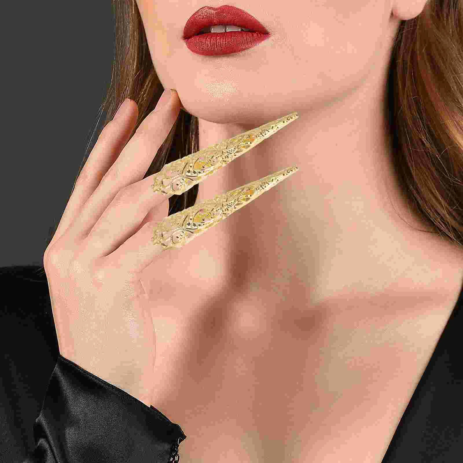 

10 Pcs Metal Nail Set Retro Decor Dance Nails Fingernail Ring Alloy Fingertip Accessory Accessories Claw Miss Decoration