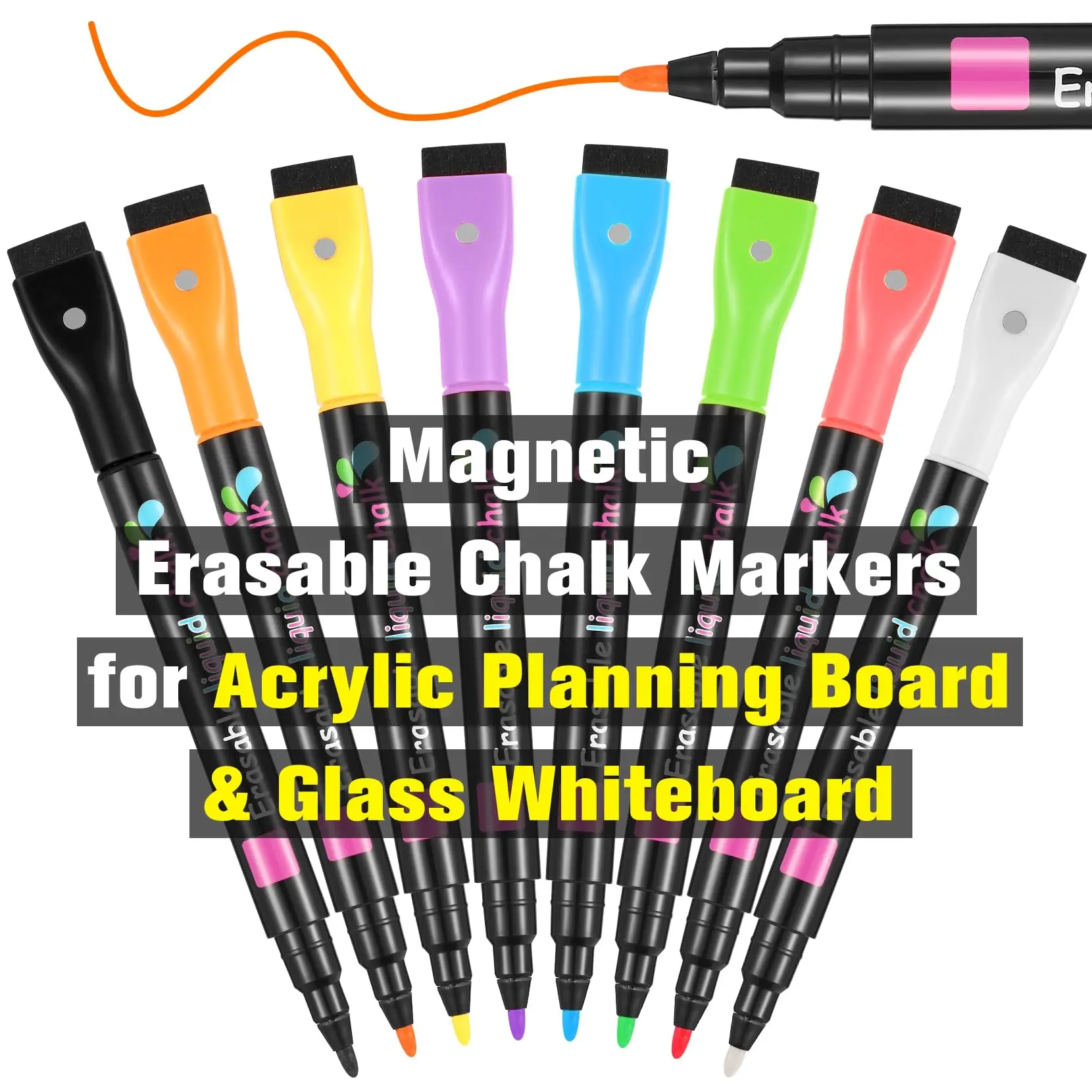 8Pcs/set Magnetic Liquid Chalk Window Mirror Whiteboard Markers