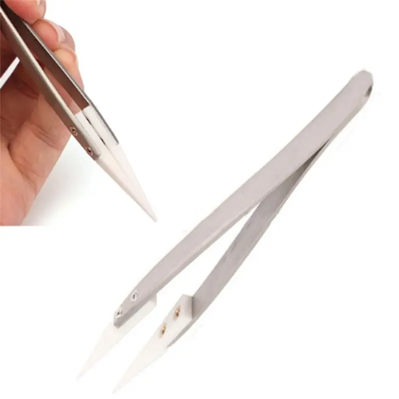 Ceramic Tipped Stainless Steel Tweezers Tips Heat Pointed Resistant Tweezer Electronic Soldering Tweezers Fine Pointed Tip image 6