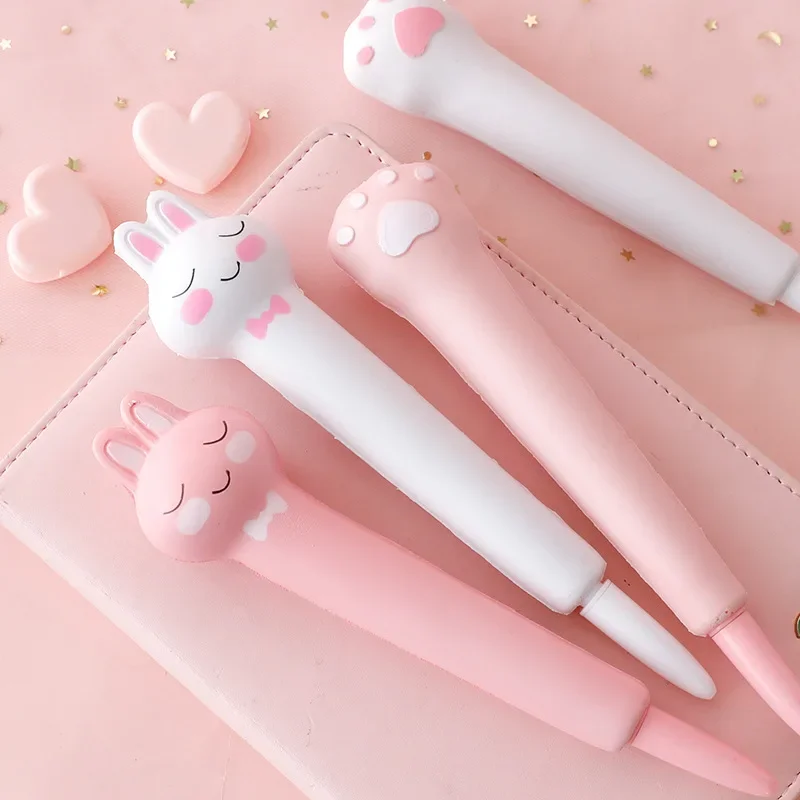 Stress Relieve Gel Pens Kawaii Rabbit Squishy Foam Signature Pens Cute Roller for School Korean Stationery Office Supplies