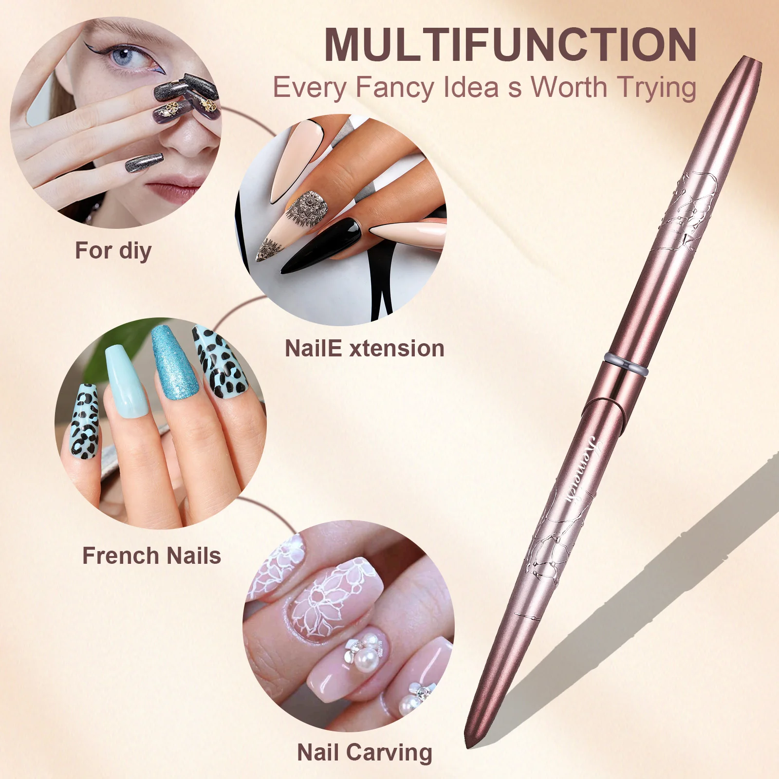 Acrylic Nail Brush Kolinsky Hair Bristles Round Shaped Handle for Application Nailar