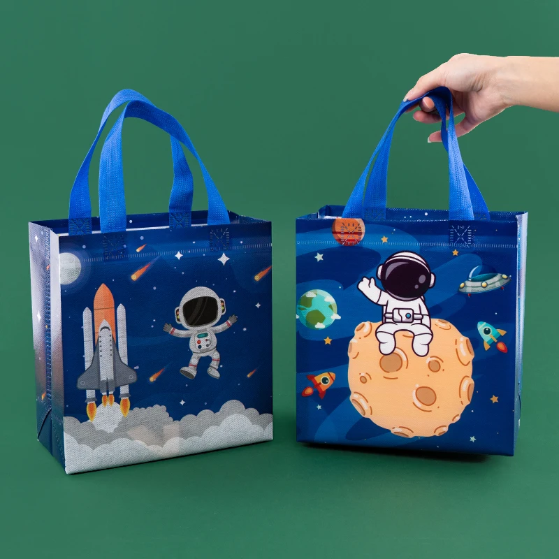 StoBag 12pcs New Non-woven Gift Tote Bags Cartoon Kids Child Fabric Package Waterproof Storage Reusable Pouch Birthday Party 3