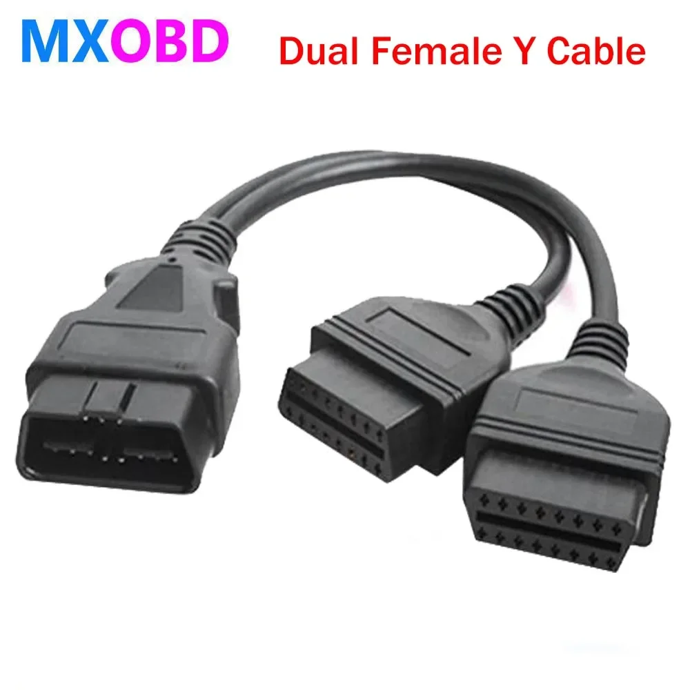 

High Quality OBD 2 16 Pin 30CM Male To Dual Female Y Cable OBD2 OBDII Splitter Extension Cable Diagnostic Tool Connector Cable