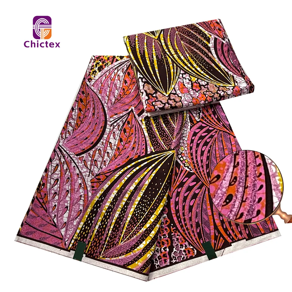 Classic Patterns African Printed Fabric Wax With Grand Super Quality Gold Shining For Loincloth