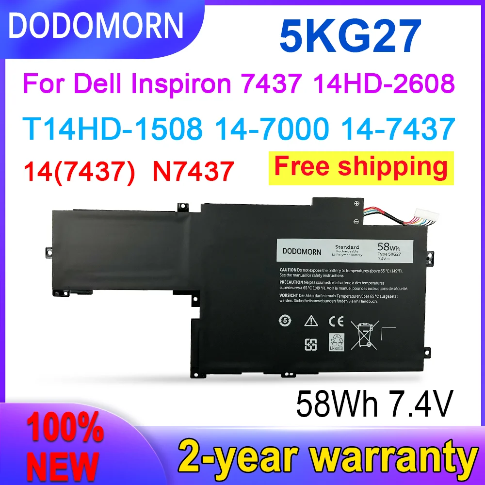 

DODOMORN Новый 5KG2 7 Аккумулятор для Dell Inspiron 14 7000 7437 14HD-2608T 1508 2508 1608T 1808T N7437 P42G C4MF8 Быстрая доставка