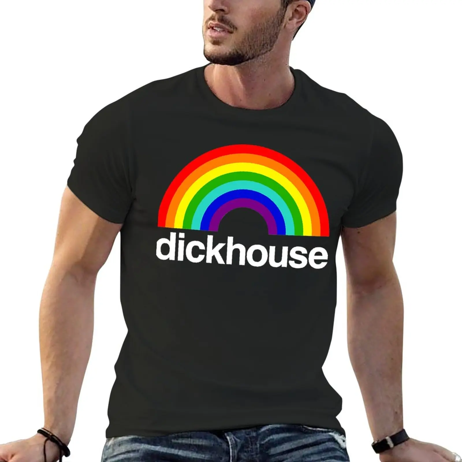 Футболка Dickhouse, забавная футболка, блузка, Мужская футболка с коротким рукавом