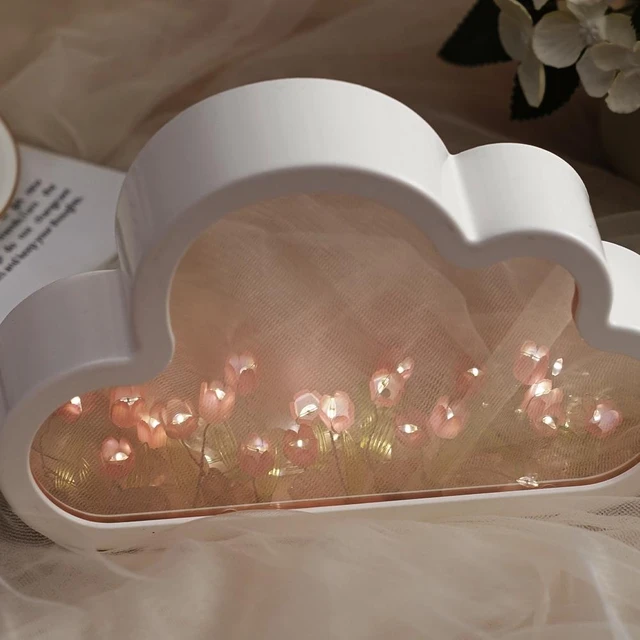 Veilleuse Miroir Tulipe Nuage Flower Lamp Veilleuse Tulipe Bricolage Pour  Le Couple Les Amis L'Enfant Lampe Tulipe Nuage Décoration D'intérieur