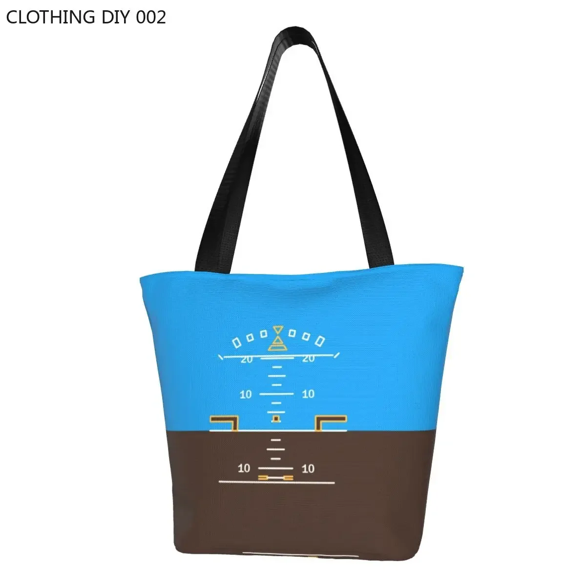 

Custom Attitude Indicator Canvas Shopping Bags Women Portable Groceries Flight Pilot Airplane Aviation Aviator Shopper Tote Bags