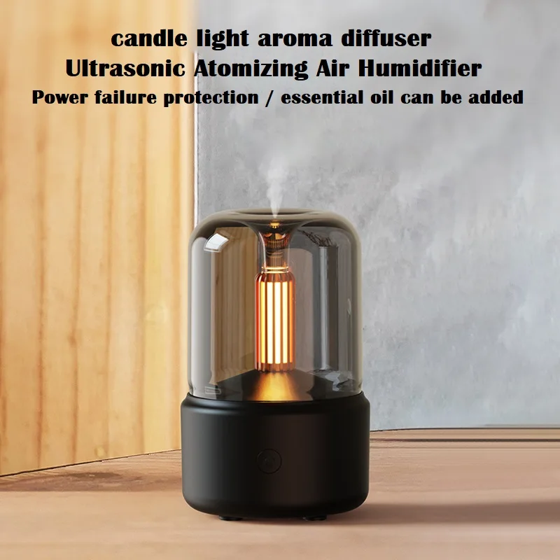 Luz de Velas Difusor Aroma Portátil 120ml Usb Elétrico Umidificador de ar Óleo Essencial Névoa Fria Fabricante Fogger com Luz da Noite Led