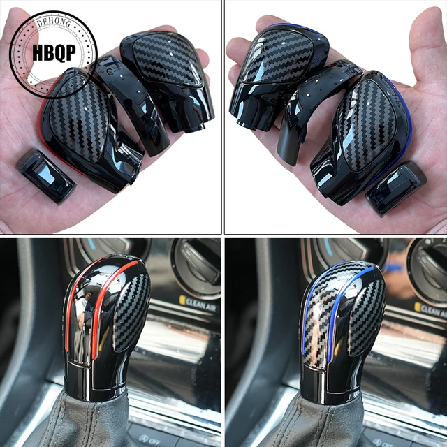 Schwarz Leder Schaltknauf Seite Abdeckung Mit Shiny & Matte DSG Für VW Golf  6 7 R G TI passat B7 B8 CC R20 Jetta MK6 GLI - AliExpress