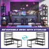 Computer Desk with Wireless Charging 5 Storage Shelves, Office Desk Study Table Writing Desk Workstation with Hutch Bookshelf 5