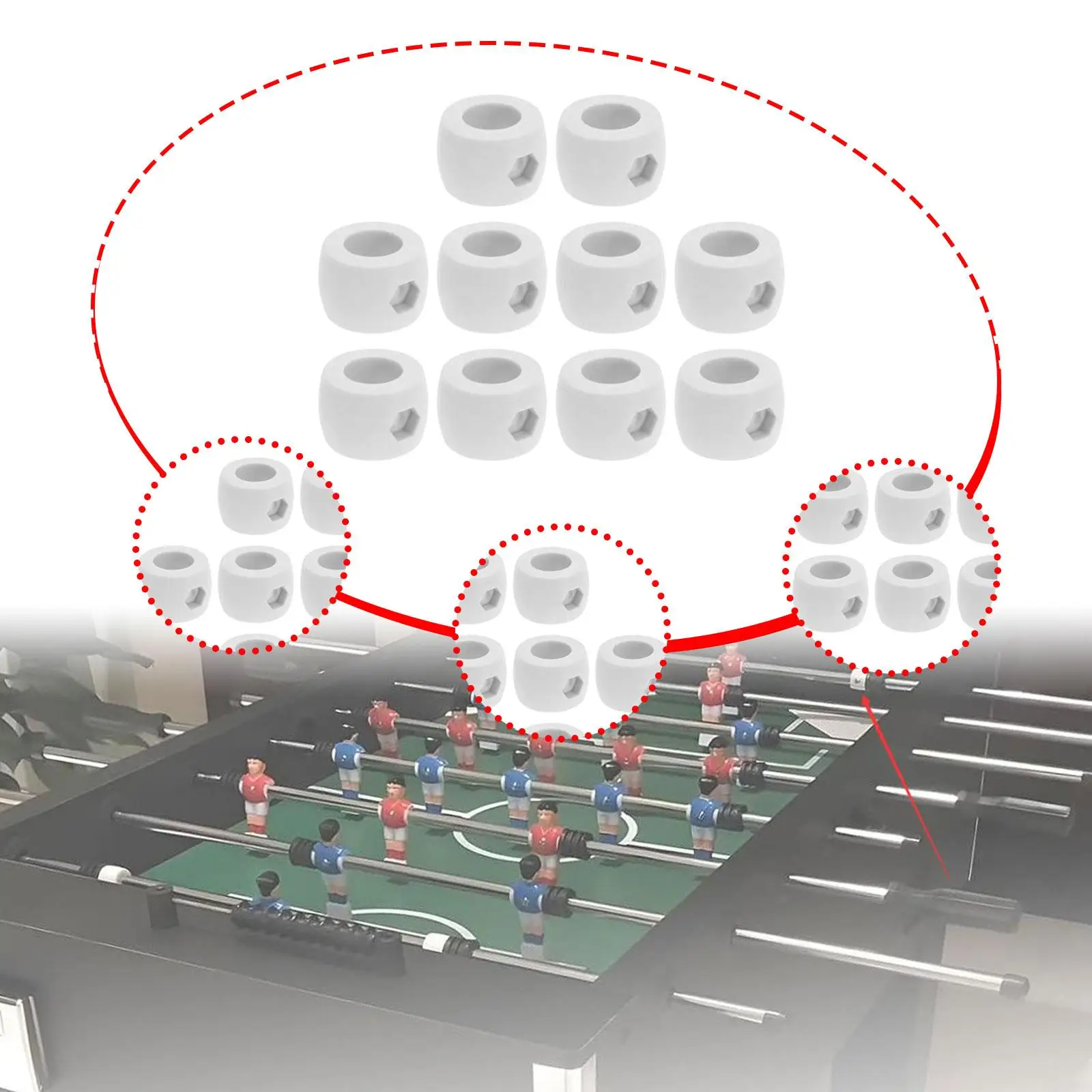 10x Table Football Goal Bar Stop Rings Game Parts Easy Install Plastic Bumper Precision Fit Tabletop Soccer Goal Rod Positioner
