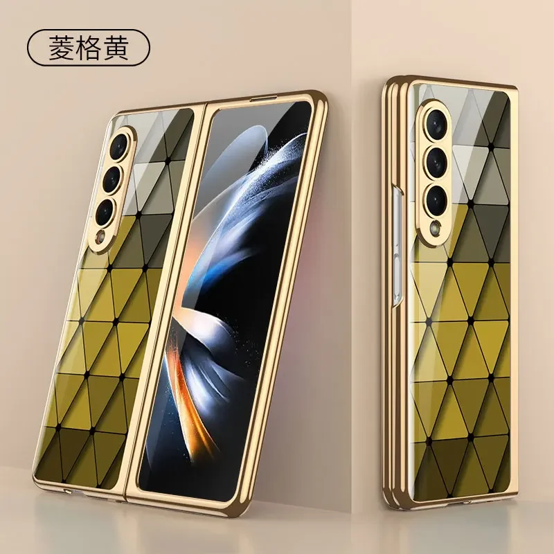 For Samsung Galaxy Z fold 3 case electroplated painted pattern tempered glass co