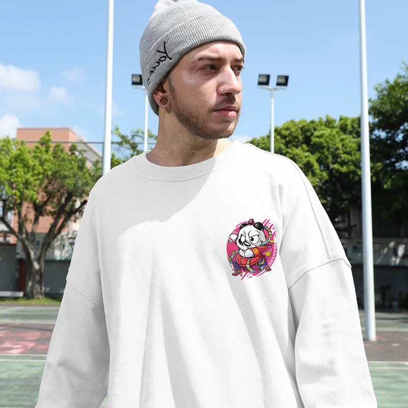 Abfer 2022 Hip Hop Crewneck Oversized Sweatshirt Men Chinese Panda Graffiti Sweatshirts Harajuku Cotton Pullover Y2k Clothes