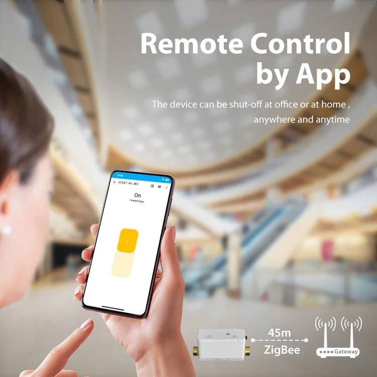 Smart Zigbee Water Valve and Automatic Shutoff Water Flow Rate Built in Recharge