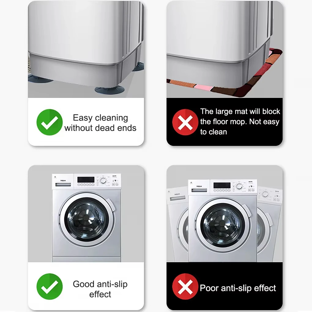 Rubber Pads 1&4PC Anti Vibration Feet Slipstop Silent Skid Raiser Mat Washing Machine Support Dampers Stand Non-Slip