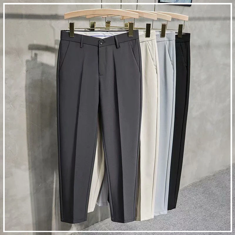 2024 New Spring and Summer Casual Minimalist Fashion Business Slim Fit Versatile High Waisted Korean Version Cropped Suit Pants