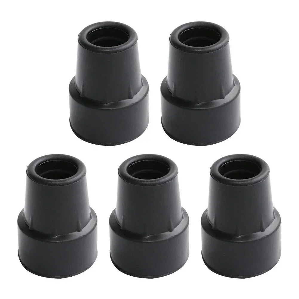Trekking Pole Tip Head Rubber Mat Cover For Walking Stick Cane Crutch 19mm Dia Set Of 5 Anti Skid And Safe Design