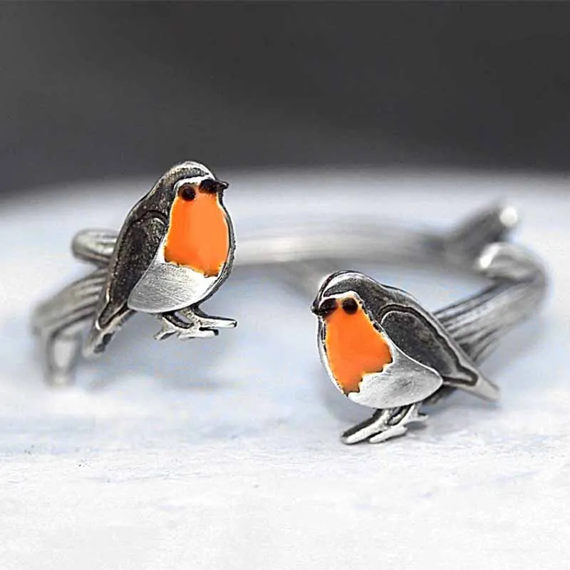 Buy Sterling Silver Bird Ring, Love Birds, Kissing Birds, Anniversary Gift,  Valentines Gift, Bridal Jewelry, Minimal, Animals, Nature Online in India -  Etsy