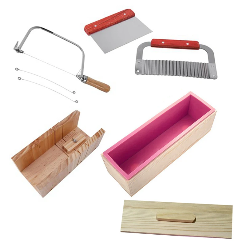 

DIY Soap Silicone Mold Set, Adjustable Wooden Soap Knife Handmade Soap DIY Tool Silicone Soap Silicone Mold Soap Mold