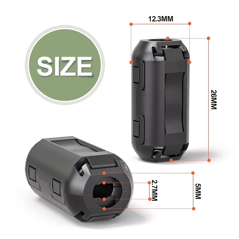 5/10PCS 5mm 페라이트 코어 코드 링 노이즈 필터 클립온 페라이트 링 RFI EMI 노이즈 억제기 USB/비디오 케이블 전원 코드용