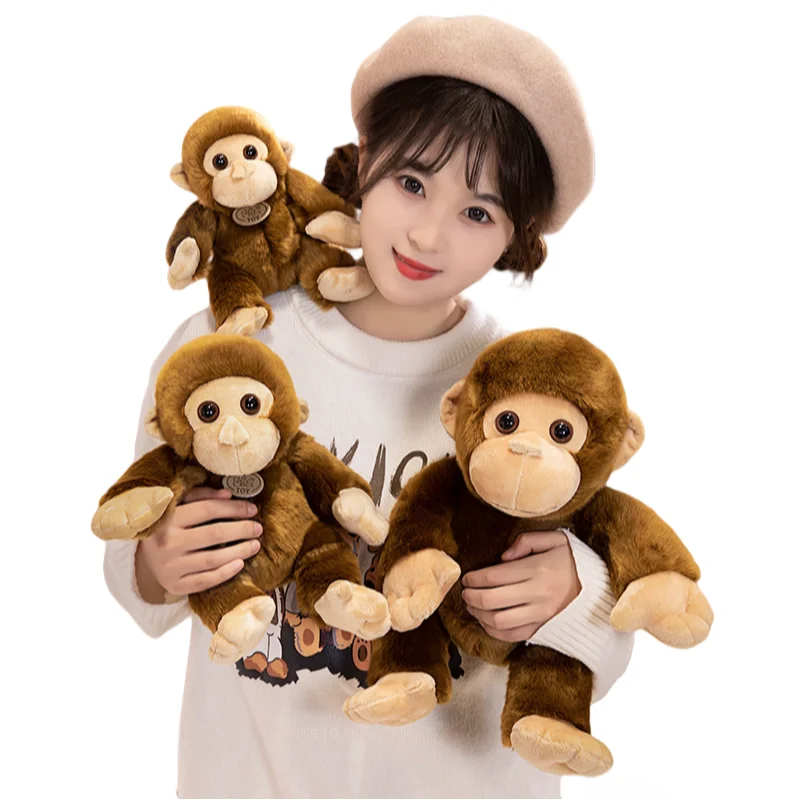 New Interesting Creative Brown Monkey Big Eyes Soft Plush Toy Smoothing Dolls Sofa Decoration Girls Kids Birthday Christmas Gift