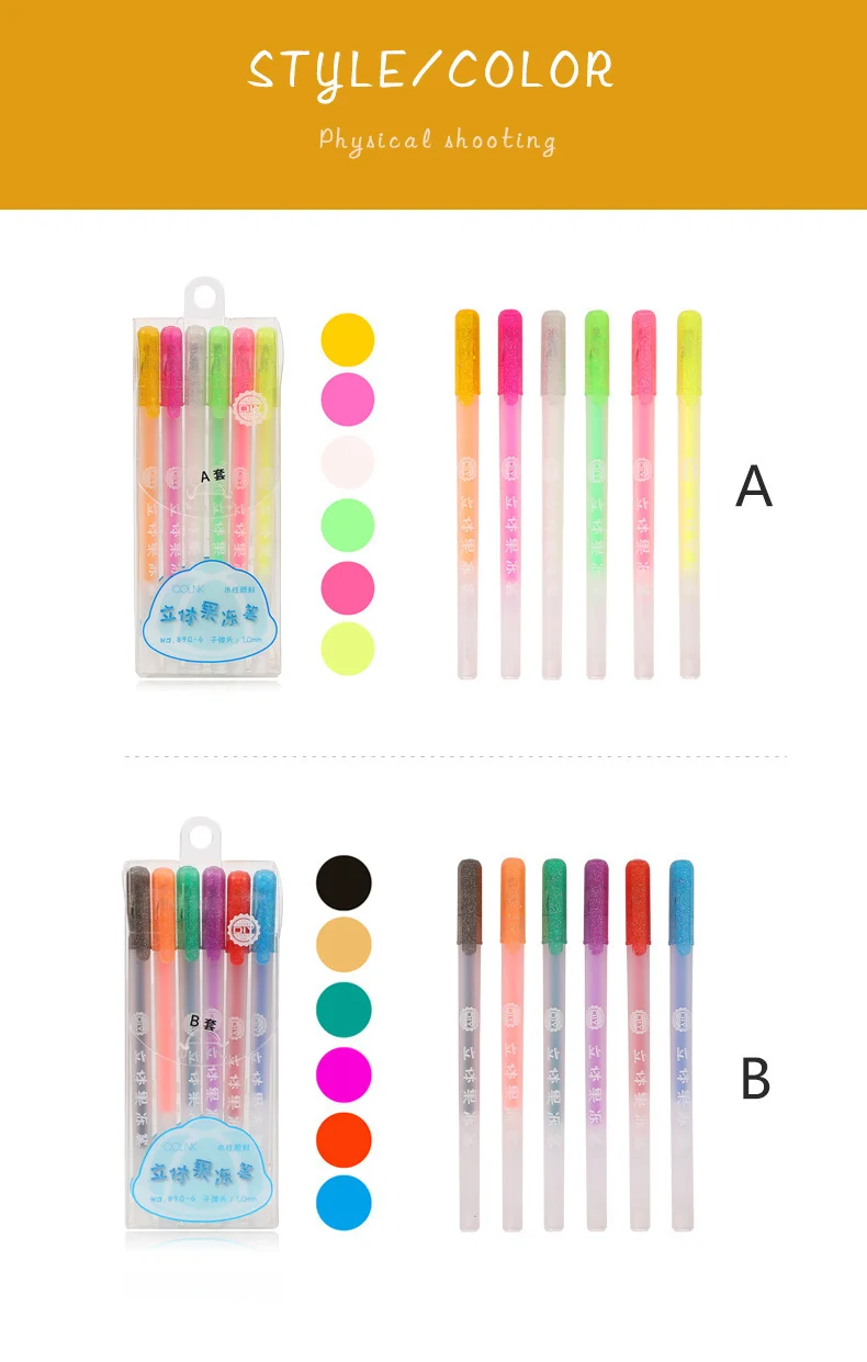 JIANWU 6 colors/set 1.0mm Creative jelly marker Painting graffiti DIY