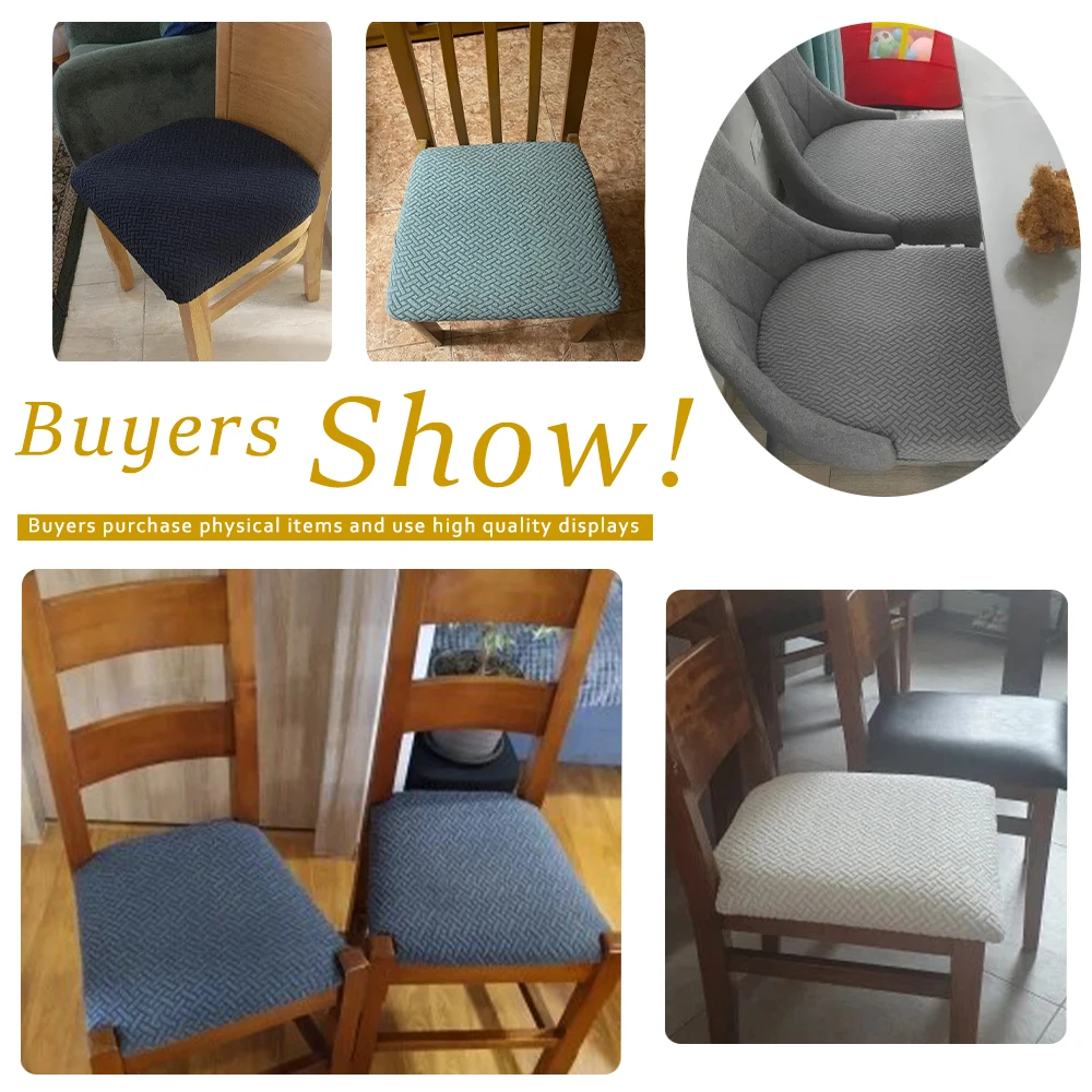 Jacquard Chair Cover Dining Room Plain Stretch Chair Seat Slipcover Removable Spandex Seat Cushion Cover Kitchen Restaurant Home 4