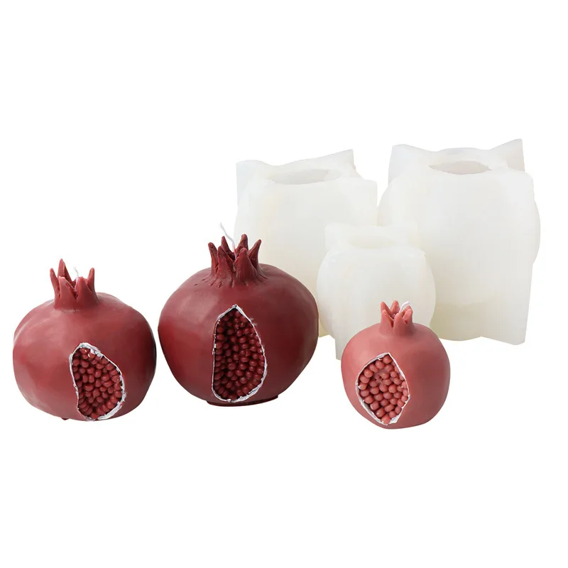 Silicone mold silicone candle mold aromatherapy candle mold silicone candle molds candle mold 3D Big Red Open Pomegranate Candle Silicone Mold DIY Carving Art Aromatherapy Plaster Cake Decor Mold Home Decoration Gift